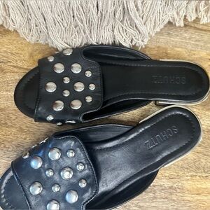 SCHUTZ Black and Silver Sandals